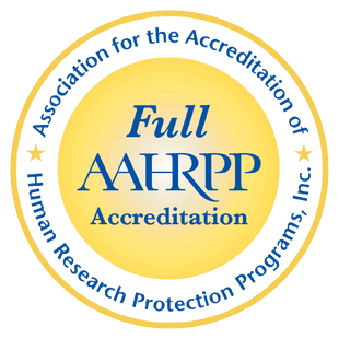 Icon showing WVU OHRP's accreditation through AAHRPP